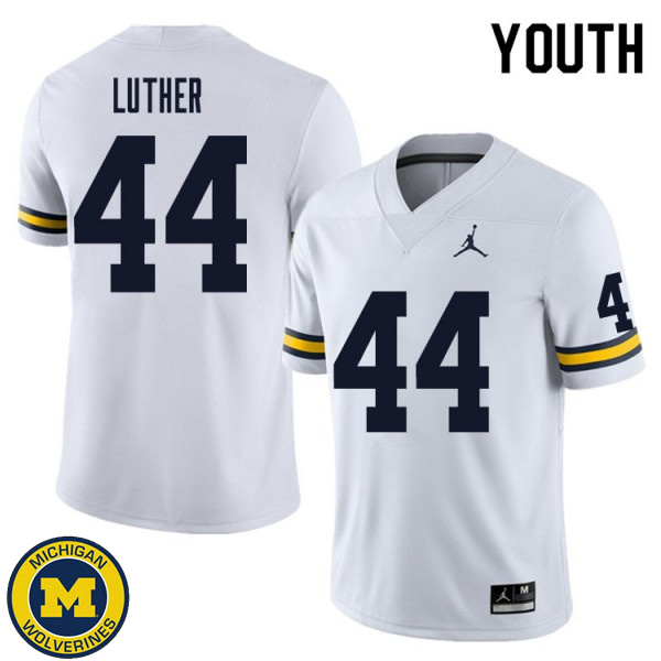 Youth University of Michigan #44 Joshua Luther White High School Jersey